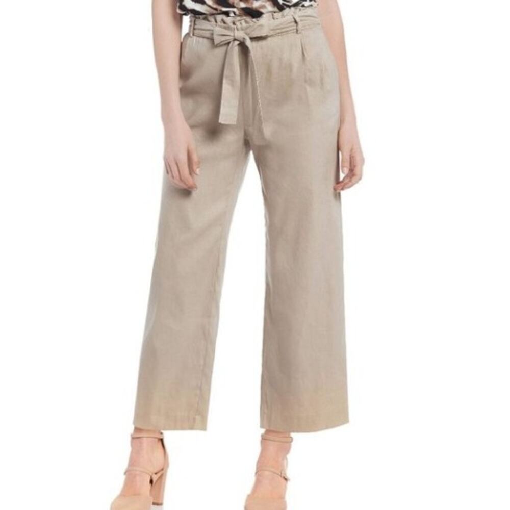 NWT Gibson Latimer Linen Twill Paper Bag Tie Trouser Women's Sz 6